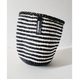 MIFUKO Kiondo Storage 6" Basket Black Woven Sisal Planter Plant Holder Upcycle